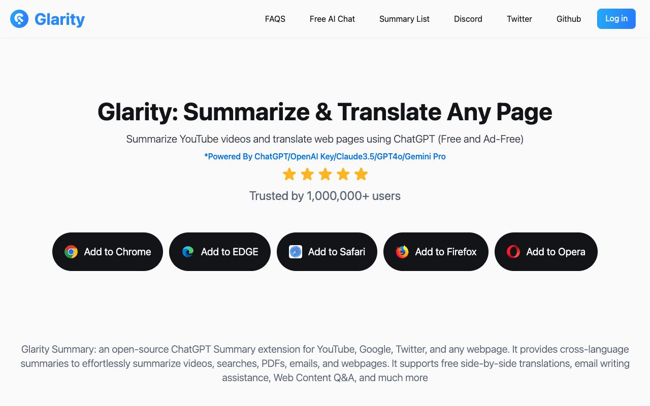 Glarity — website screenshot