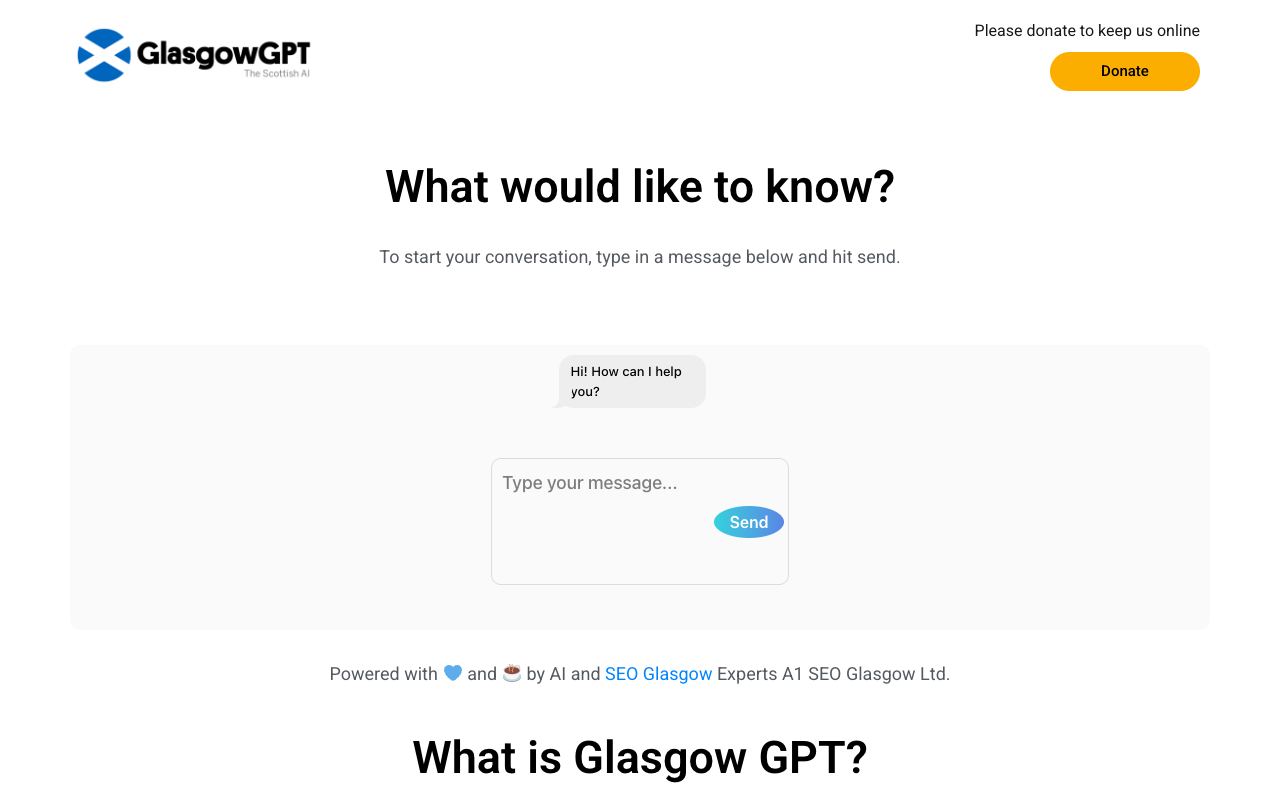 GlasgowGPT — website screenshot