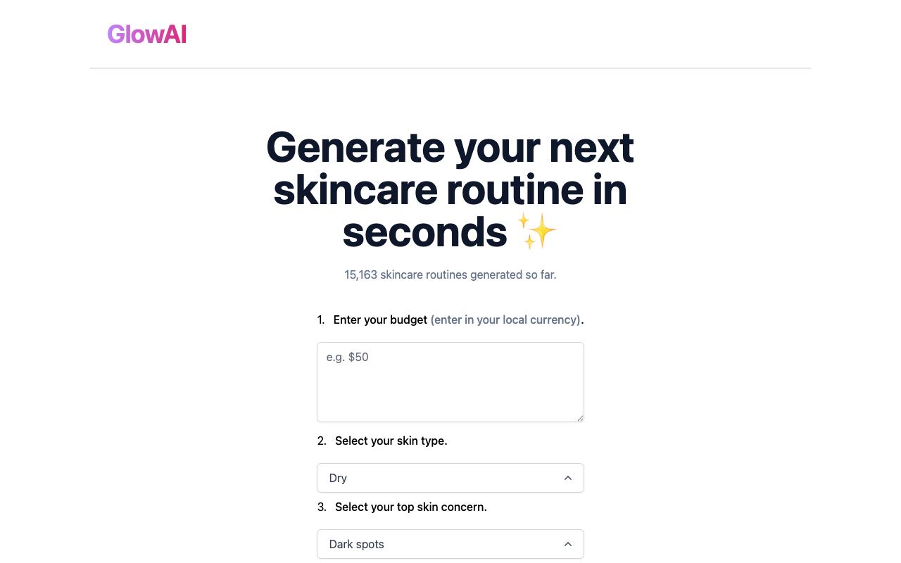 Glow AI — website screenshot