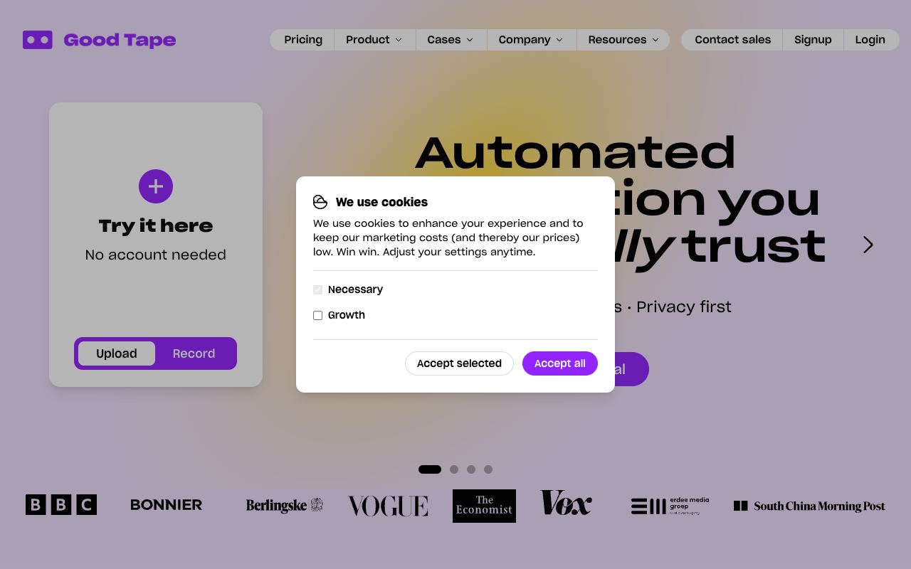 Good Tape — website screenshot