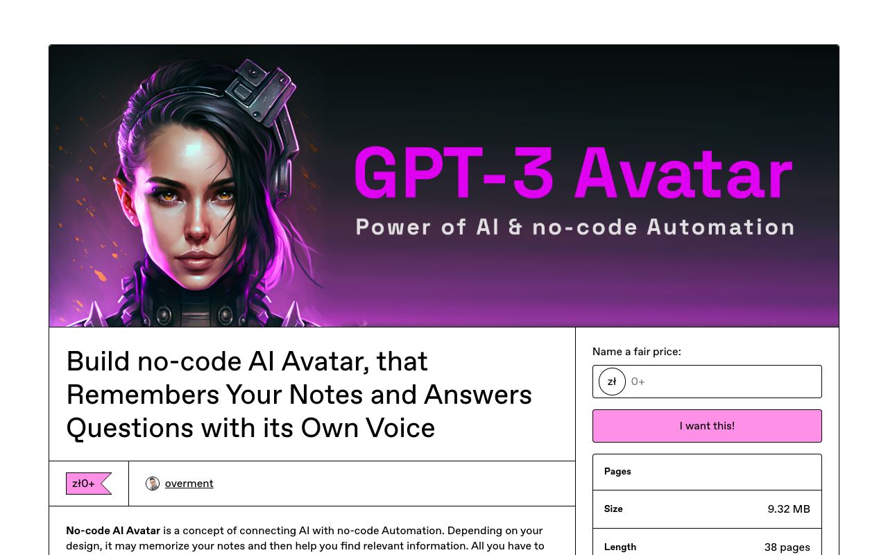 GPT-3 AI Avatar — site ekran görüntüsü