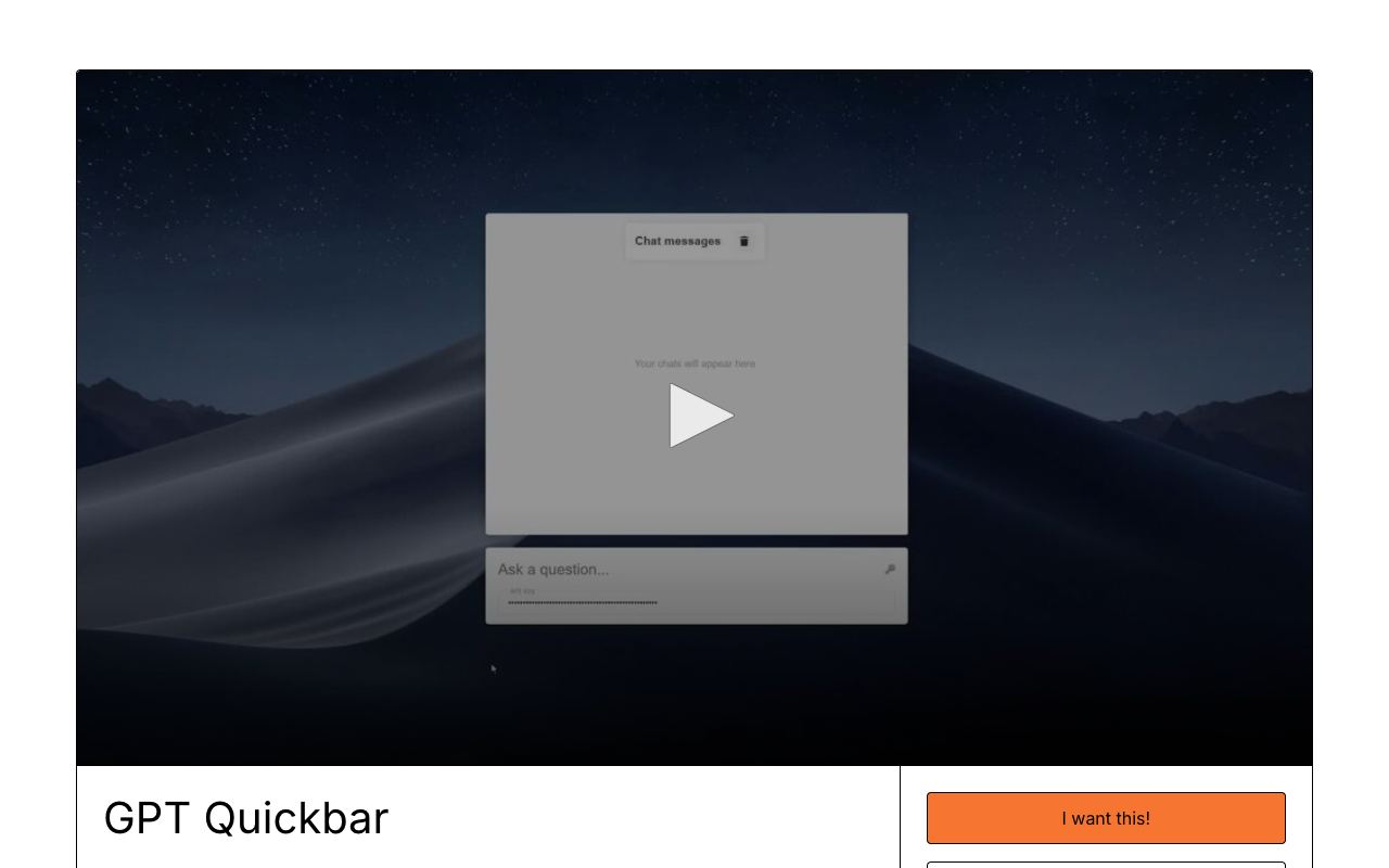 GPT Quickbar — site ekran görüntüsü
