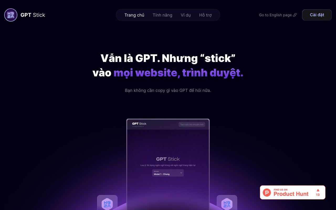 GPT Stick — website screenshot