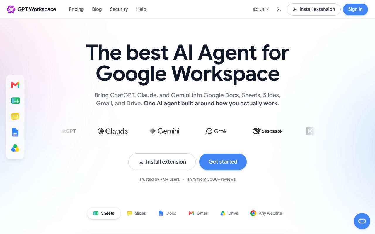 GPT Workspace — website screenshot