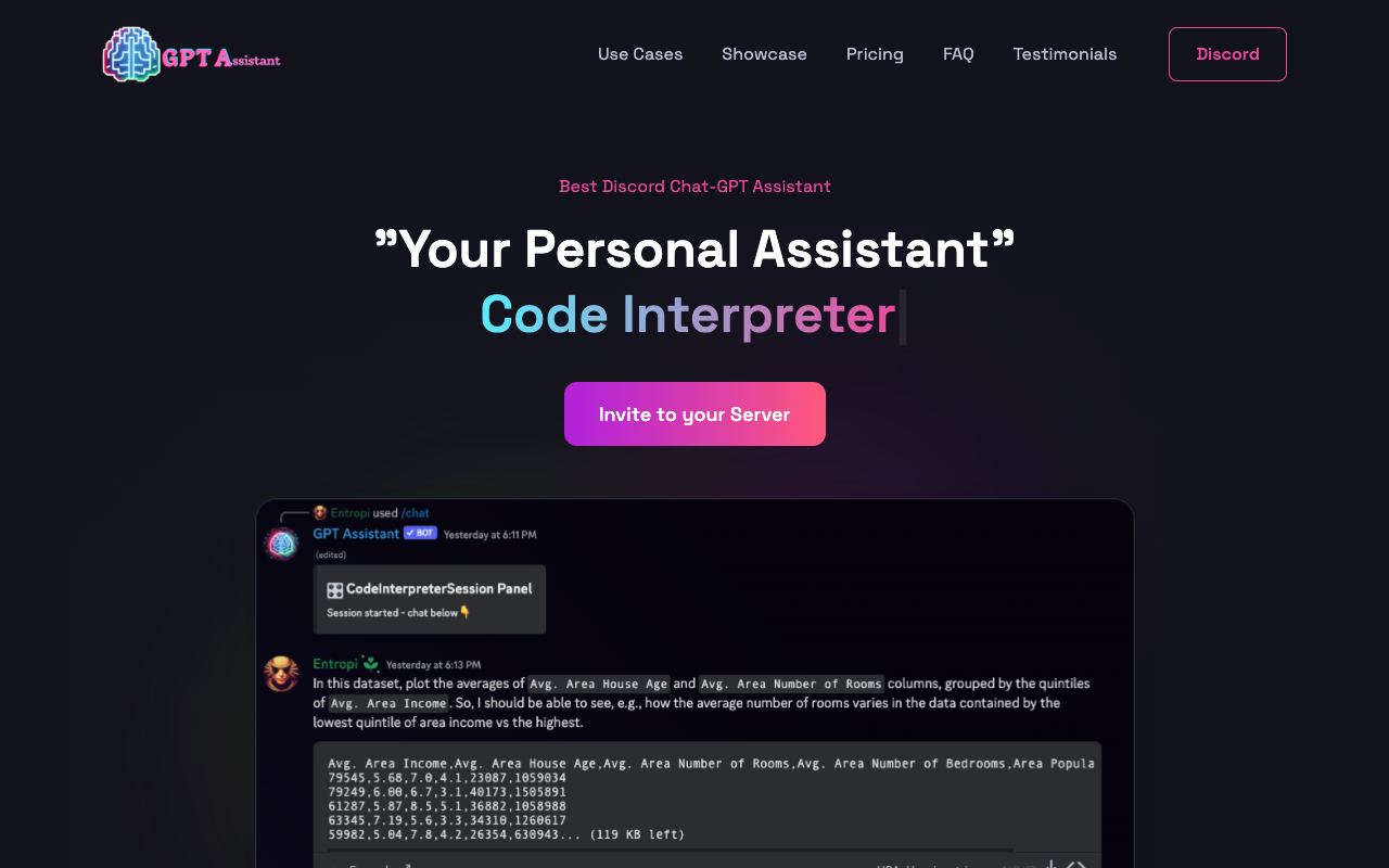 GPT Assistant — website screenshot