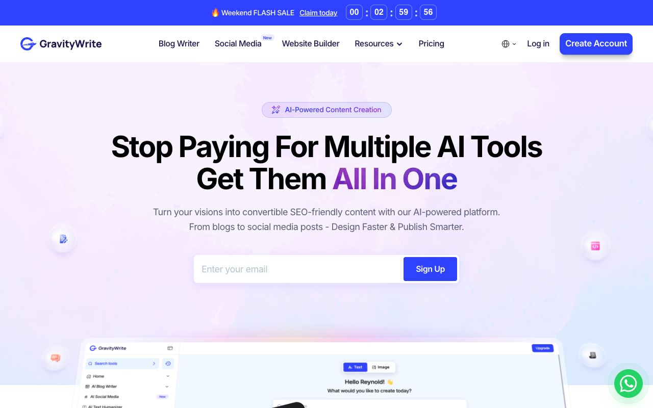 Gravitywrite — website screenshot