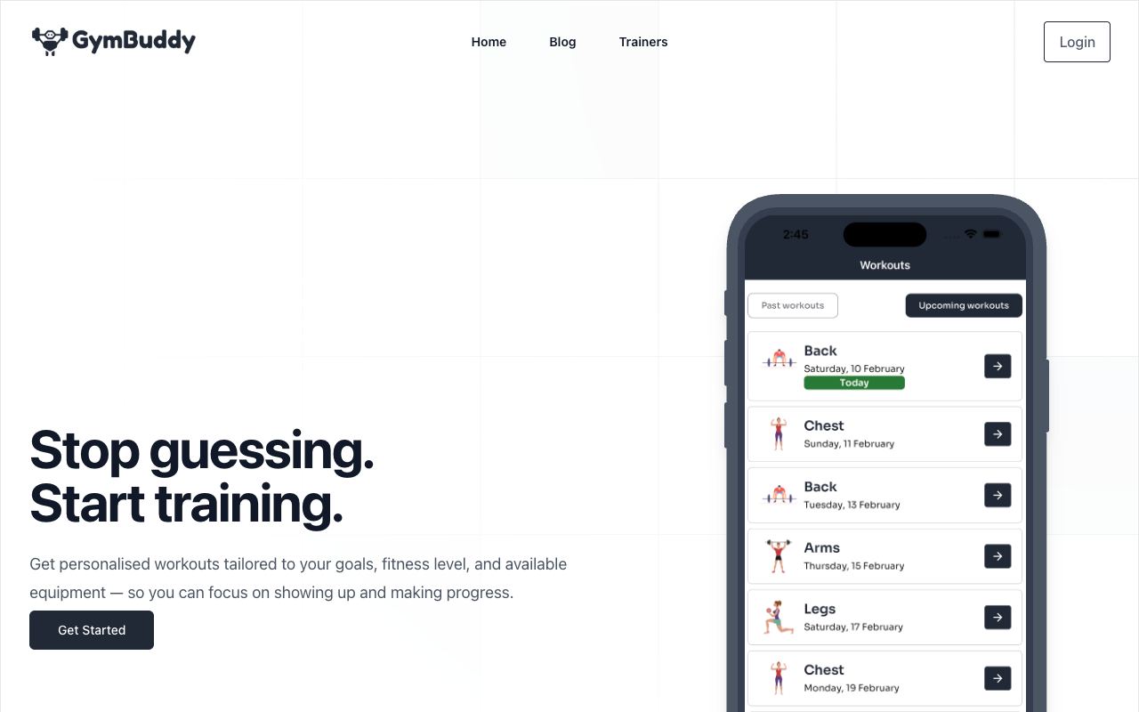 GymBuddy AI — site ekran görüntüsü