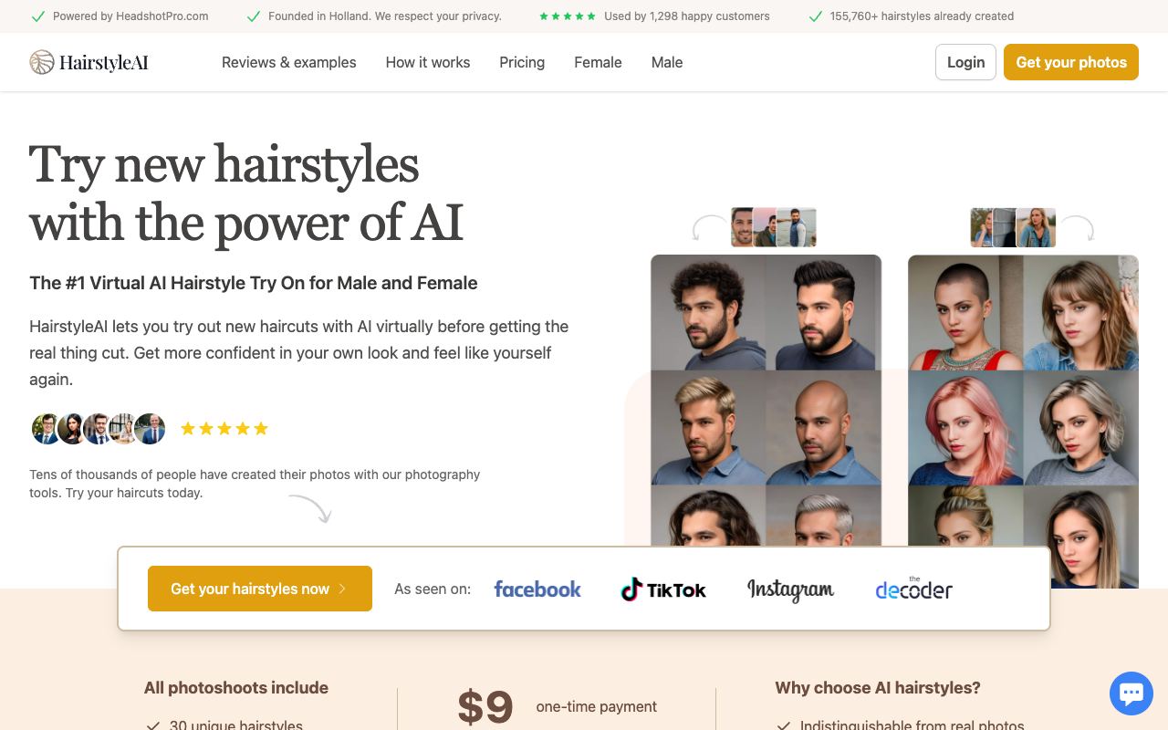 HairstyleAI — website screenshot