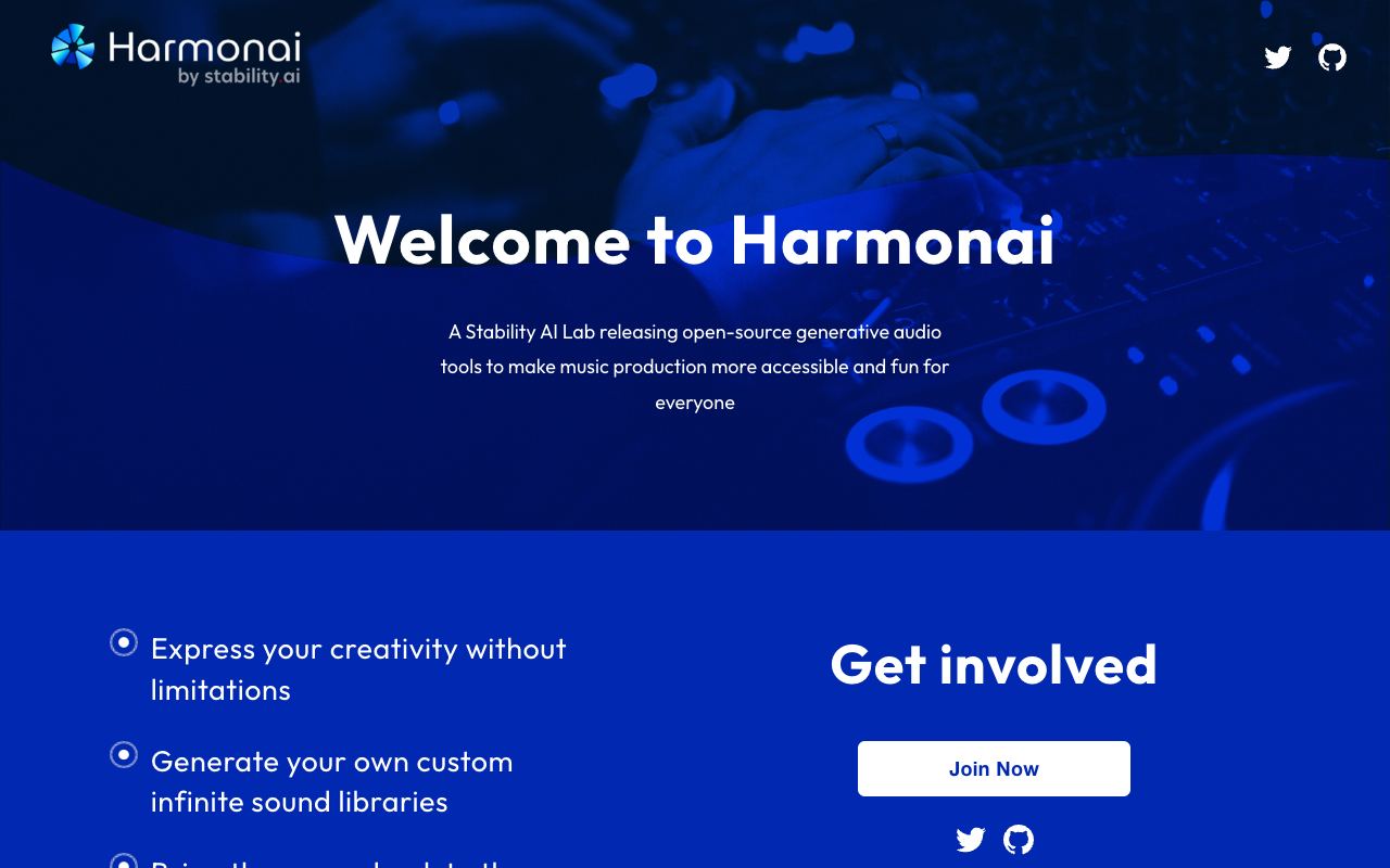 Harmonai — website screenshot