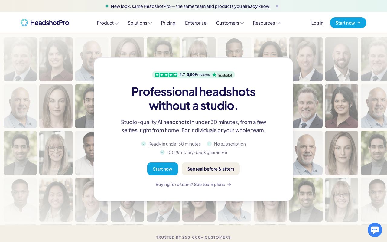 HeadshotPro — website screenshot