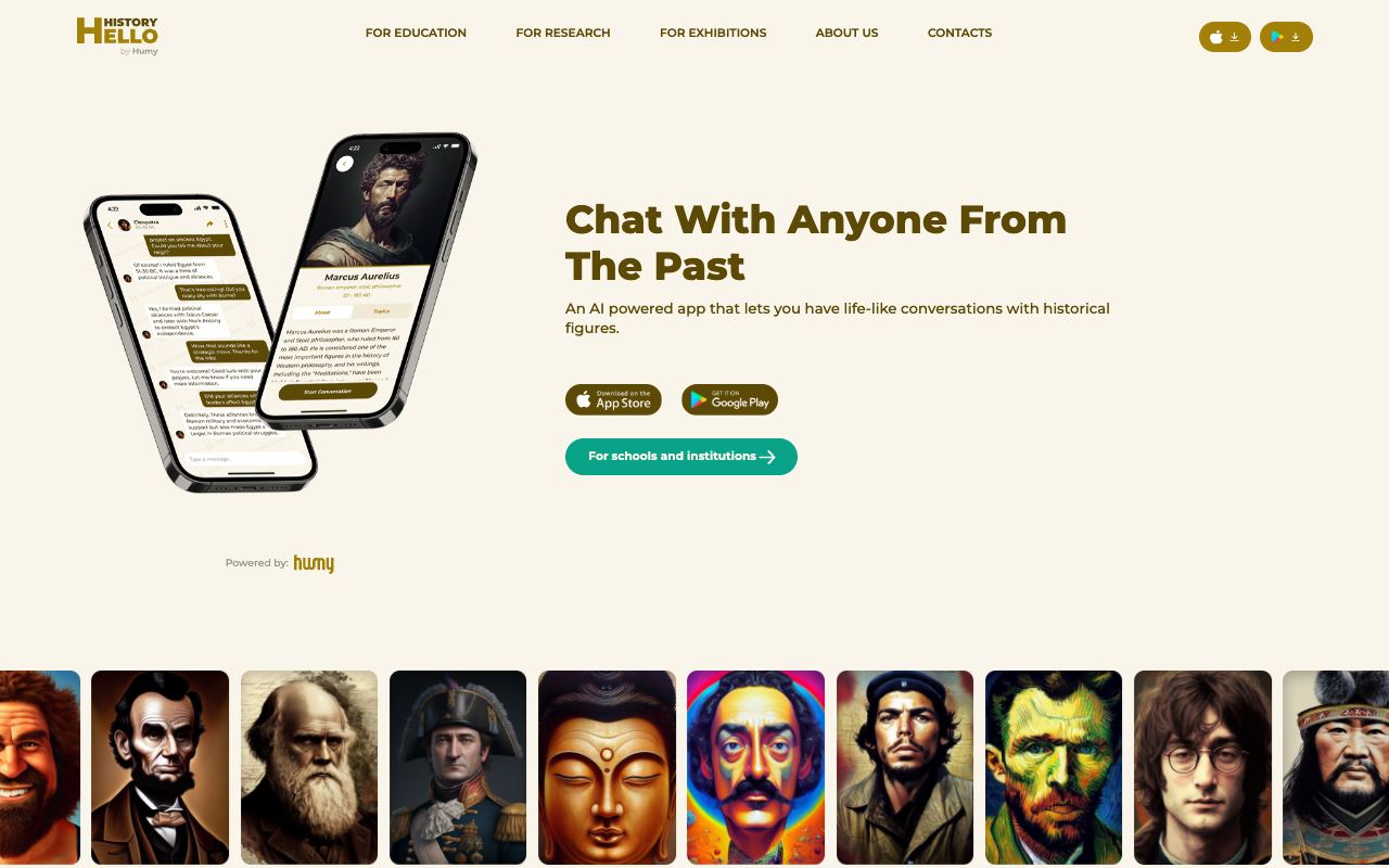 Hello History — website screenshot