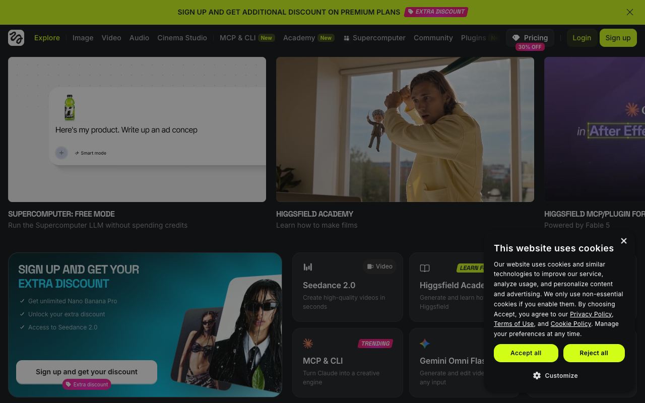 Higgsfield — website screenshot
