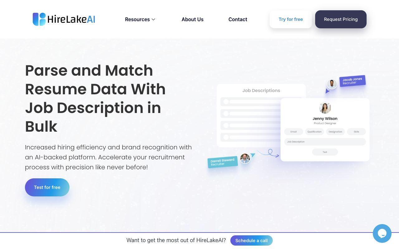 HireLakeAI — website screenshot