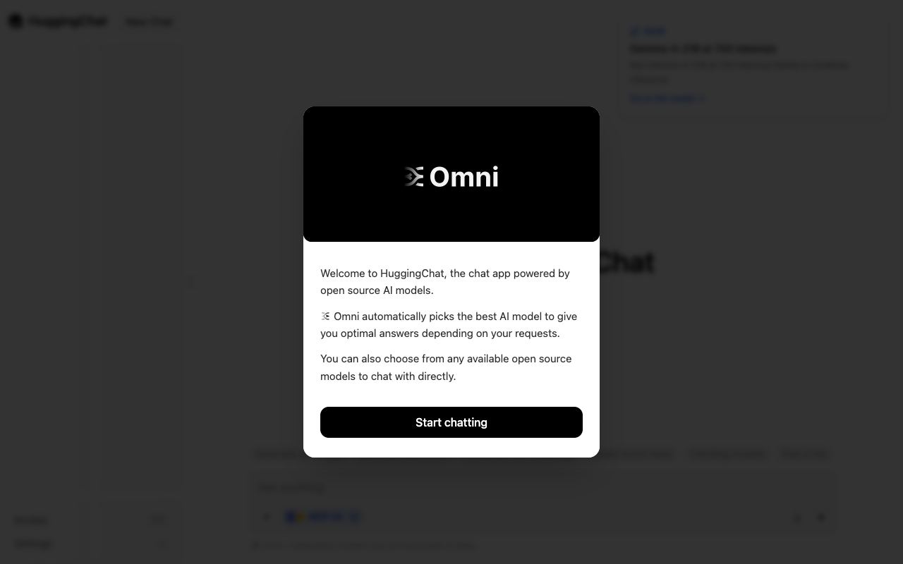HuggingChat — website screenshot