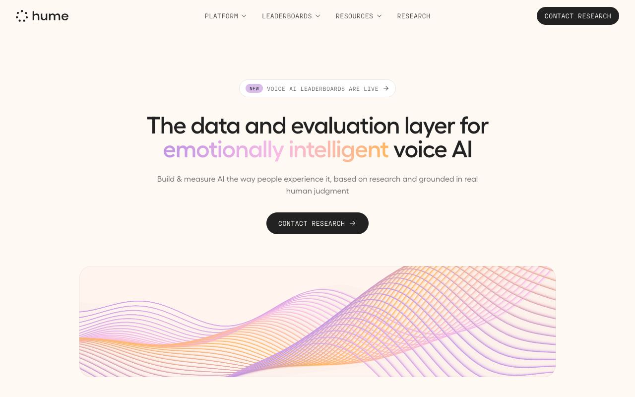 Hume AI — site ekran görüntüsü