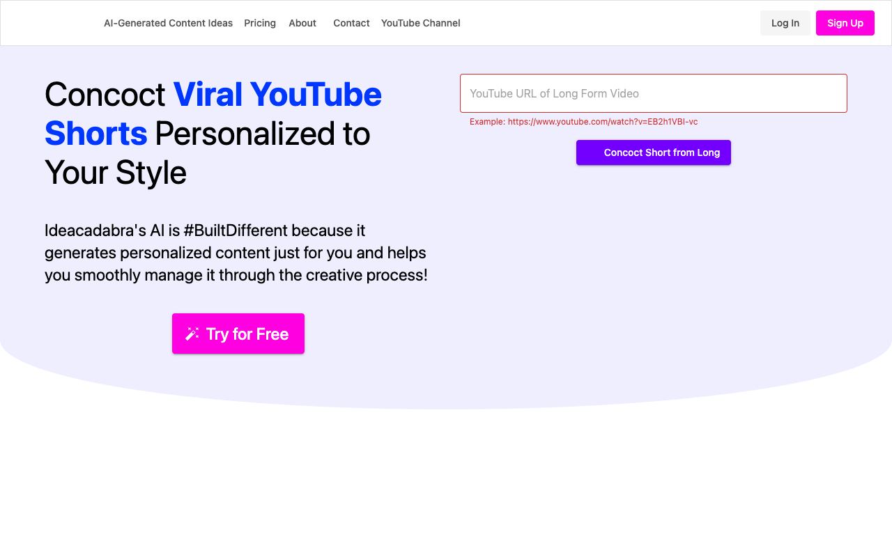 Ideacadabra — site ekran görüntüsü