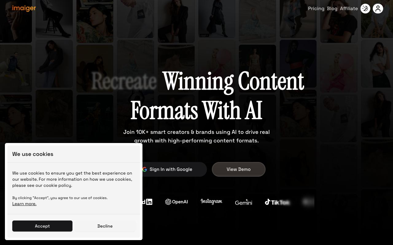 Imaiger — website screenshot