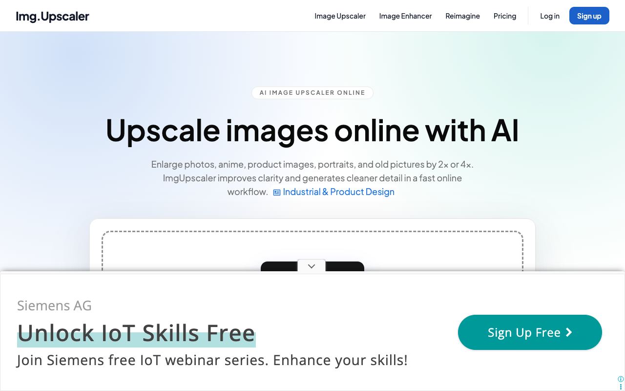 ImgUpscaler — site ekran görüntüsü