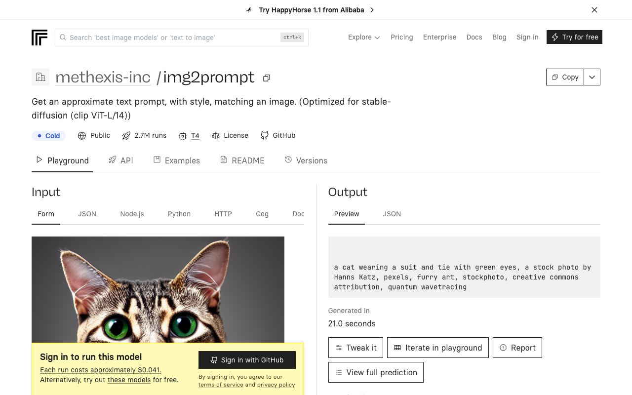 img2prompt — website screenshot