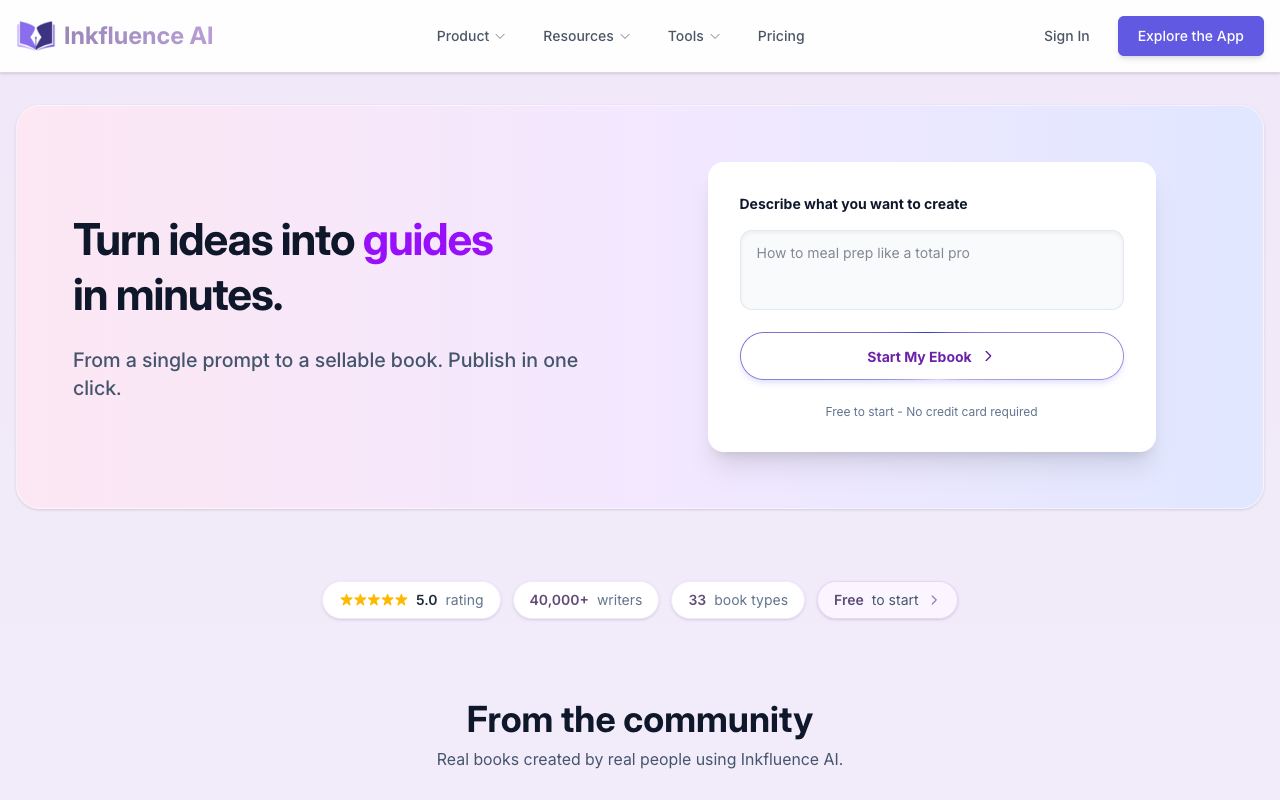 Inkfluence AI — website screenshot