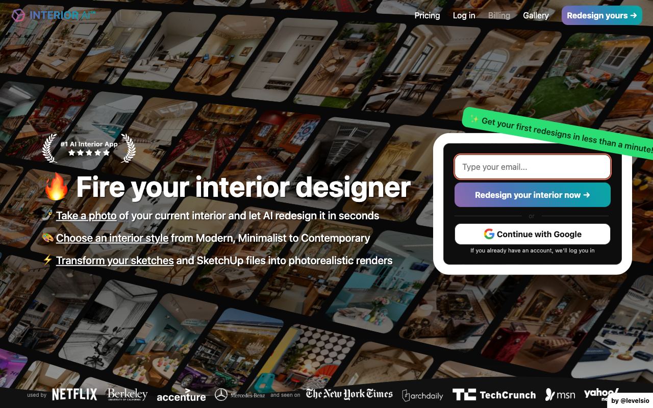 Interior AI — website screenshot
