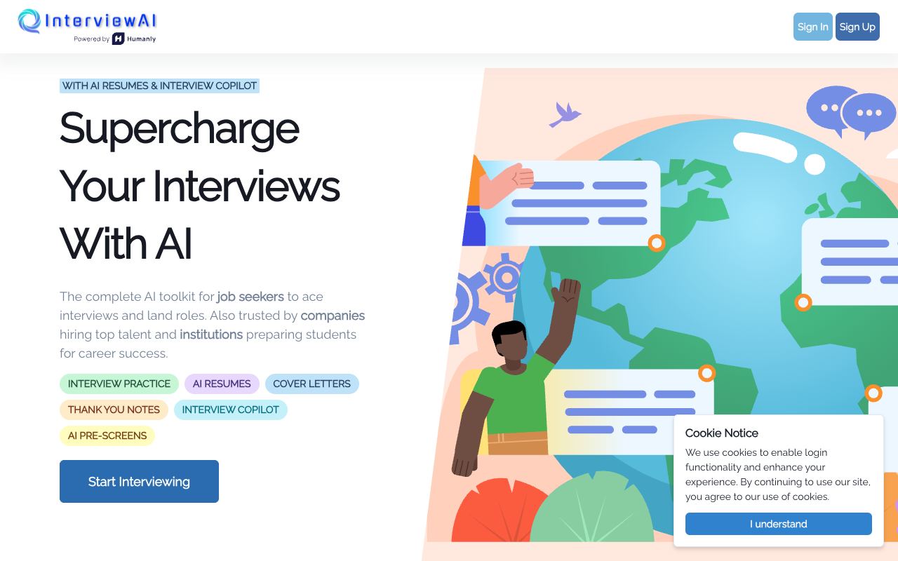 InterviewAI — website screenshot
