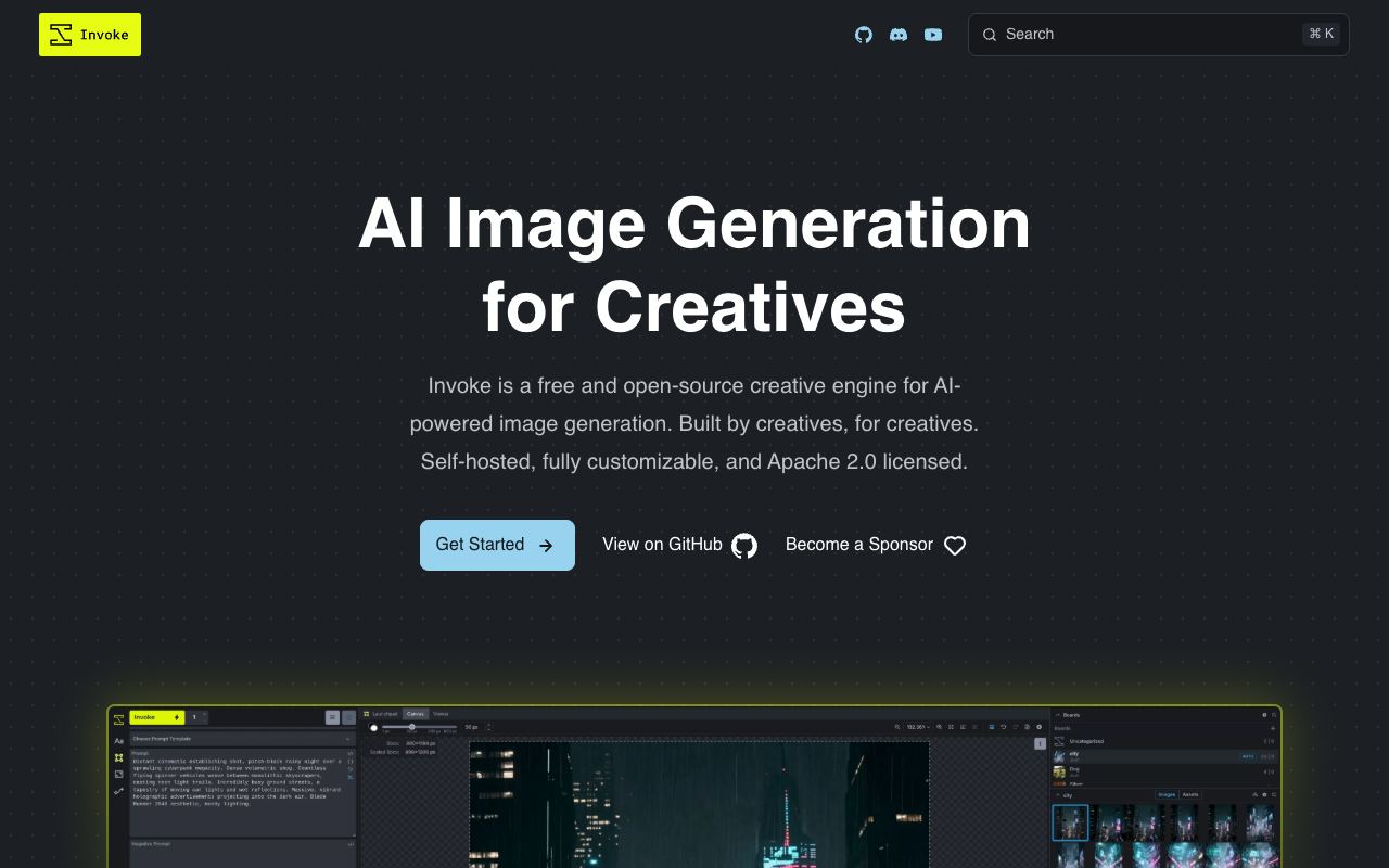 InvokeAI — website screenshot
