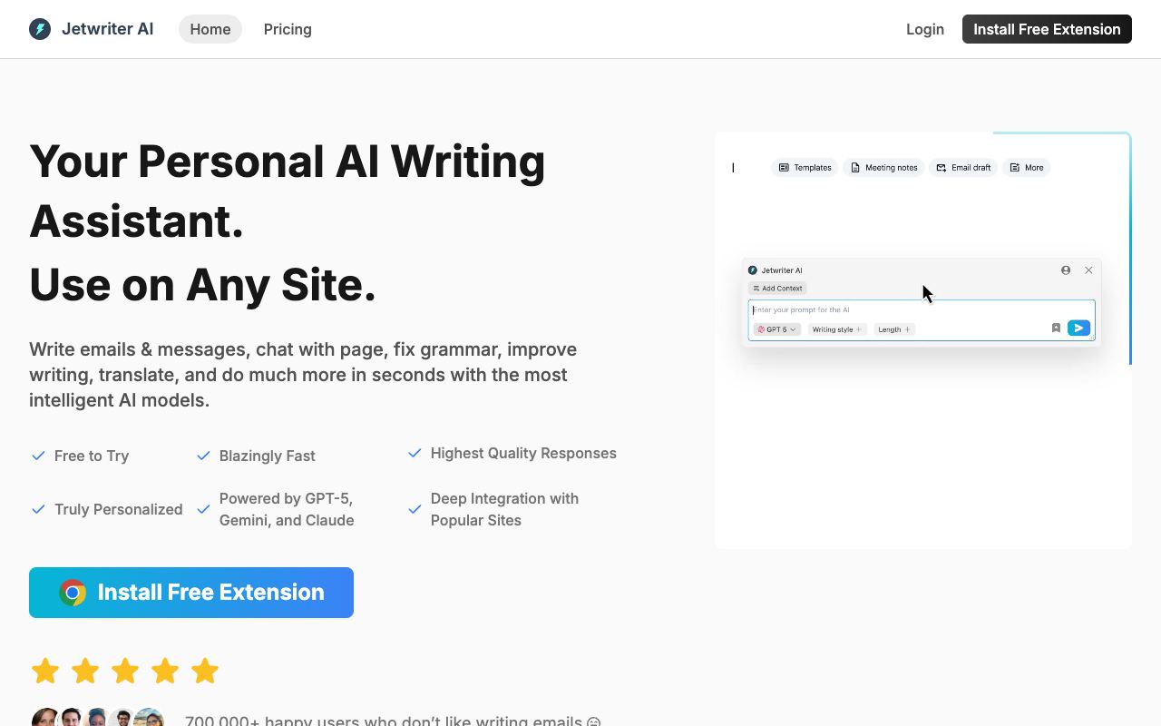 Jetwriter — website screenshot