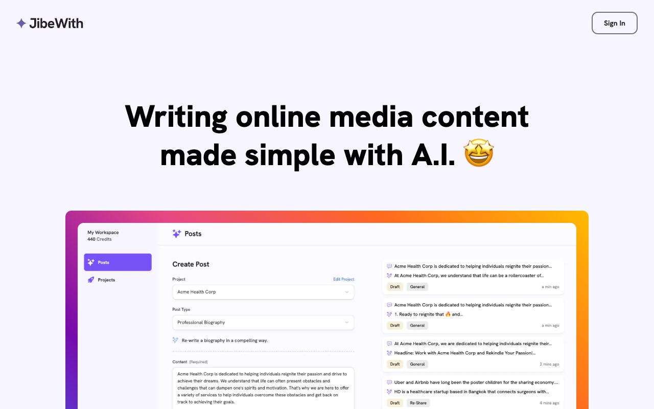 JibeWith — website screenshot