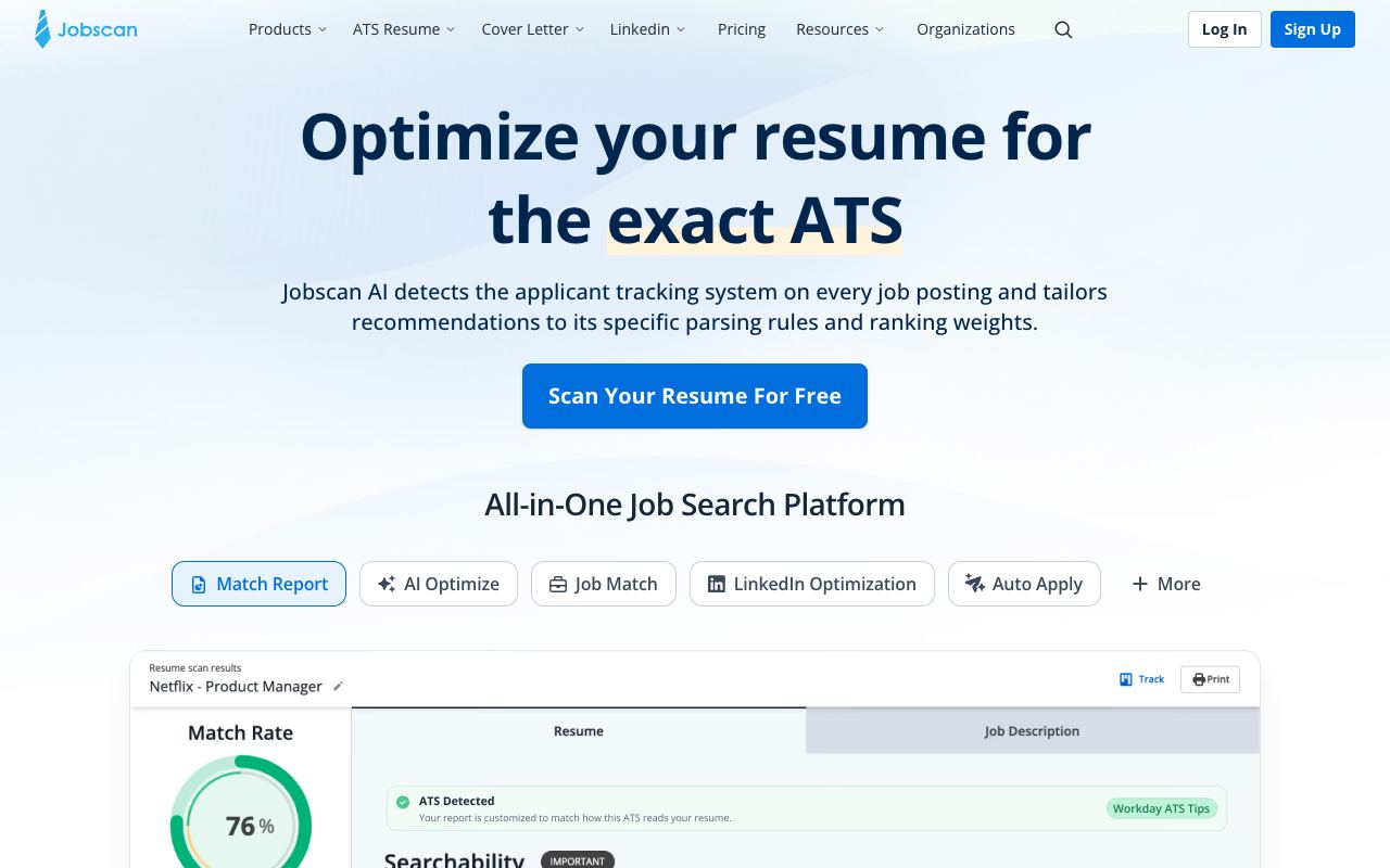 Jobscan — website screenshot