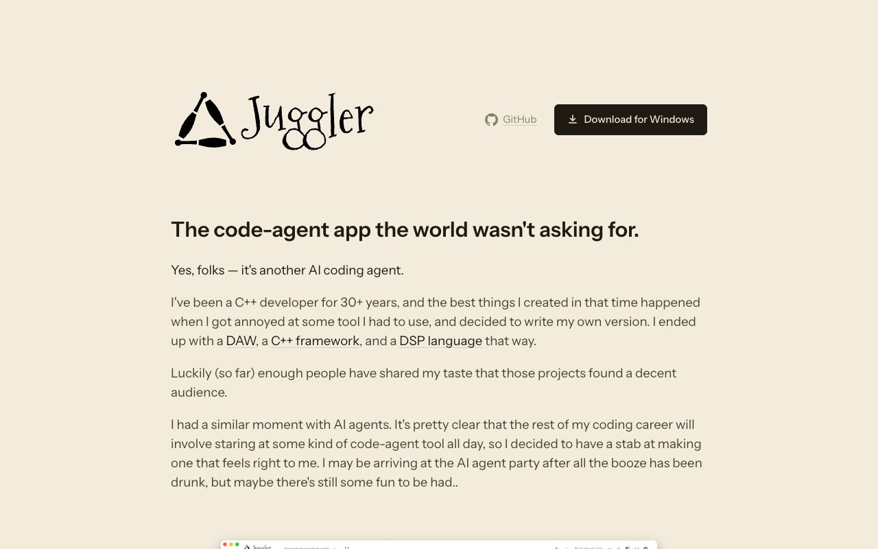 Juggler — website screenshot