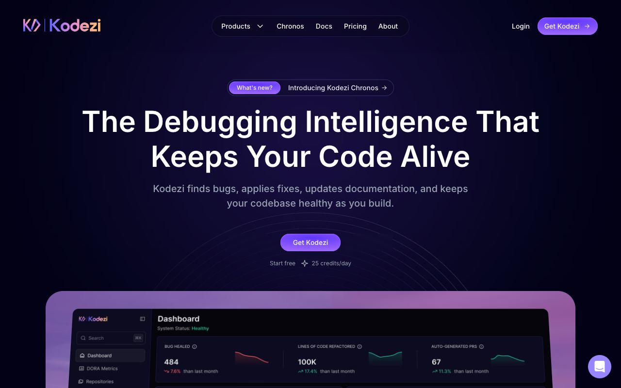 Kodezi AI — website screenshot