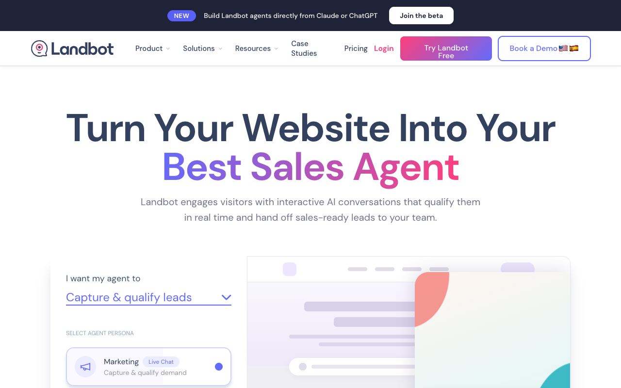 Landbot — website screenshot