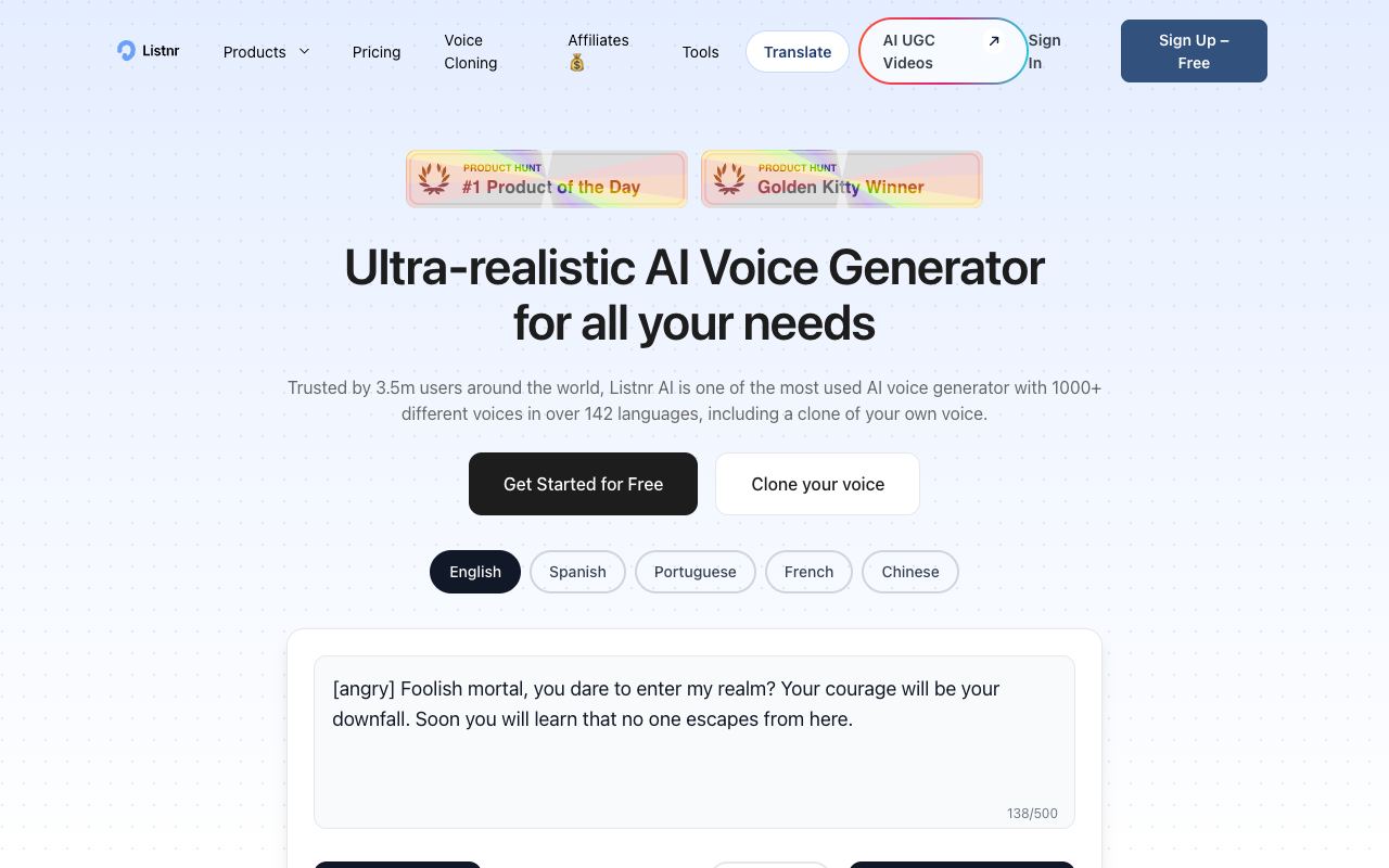 Listnr — website screenshot