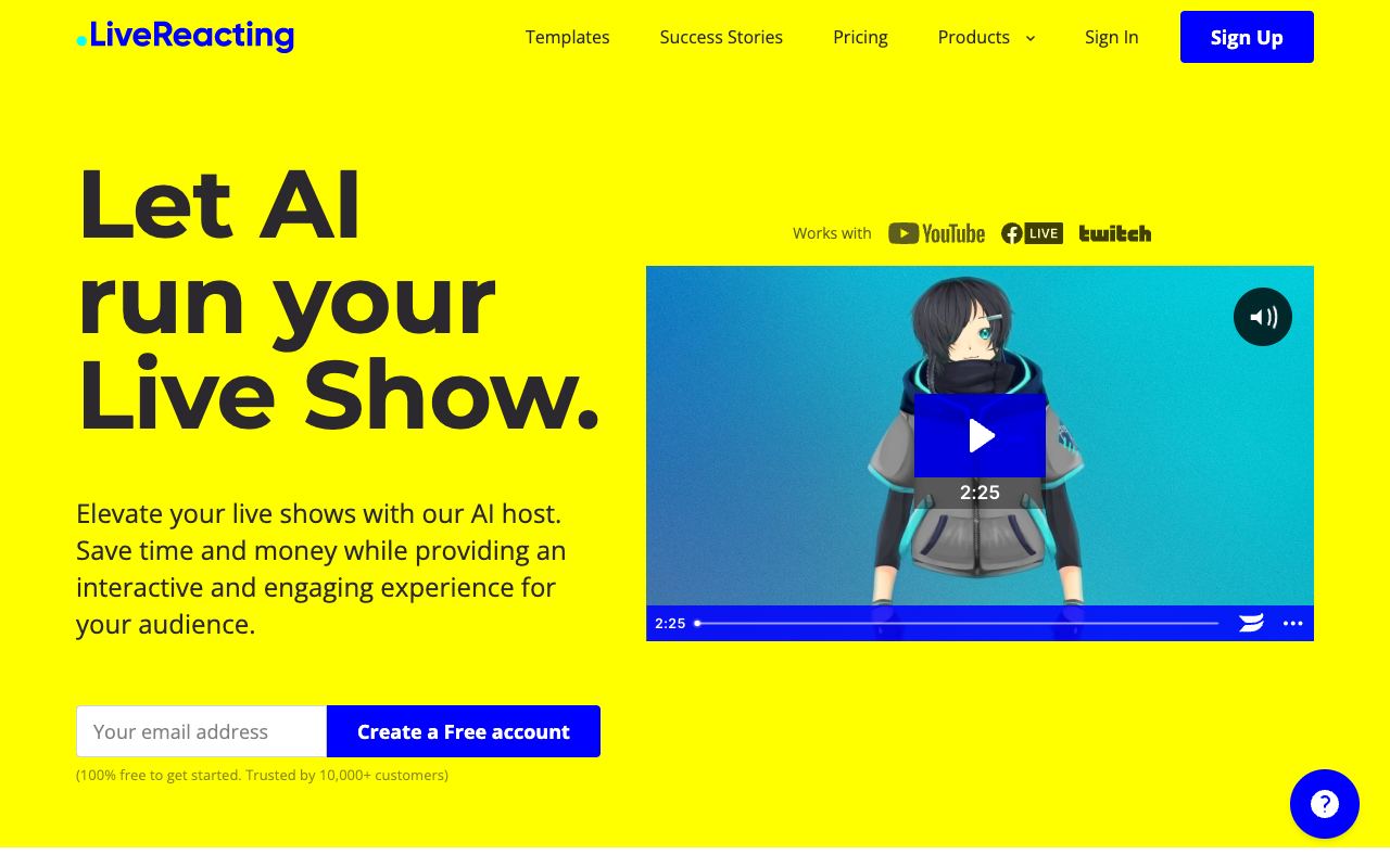 Livereacting AI — website screenshot