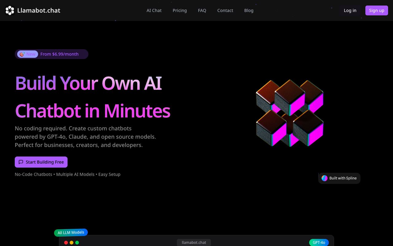 Llamabot — website screenshot