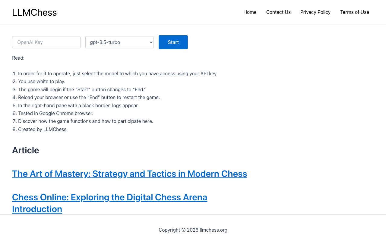 LLMChess — website screenshot