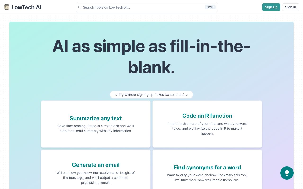 Lowtech — website screenshot