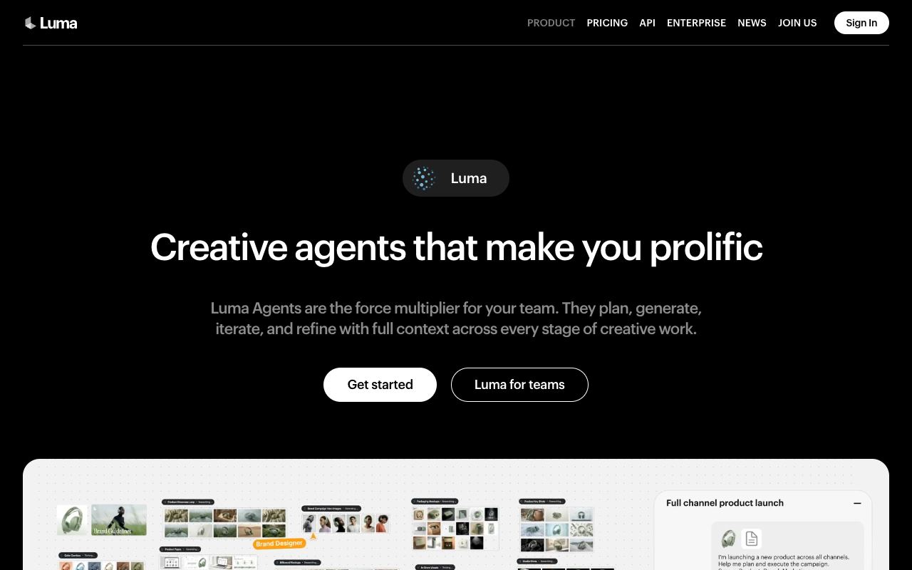 Luma Dream Machine — website screenshot