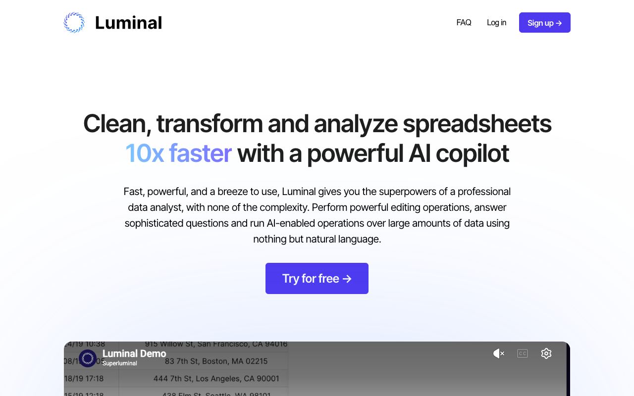 Luminal — website screenshot