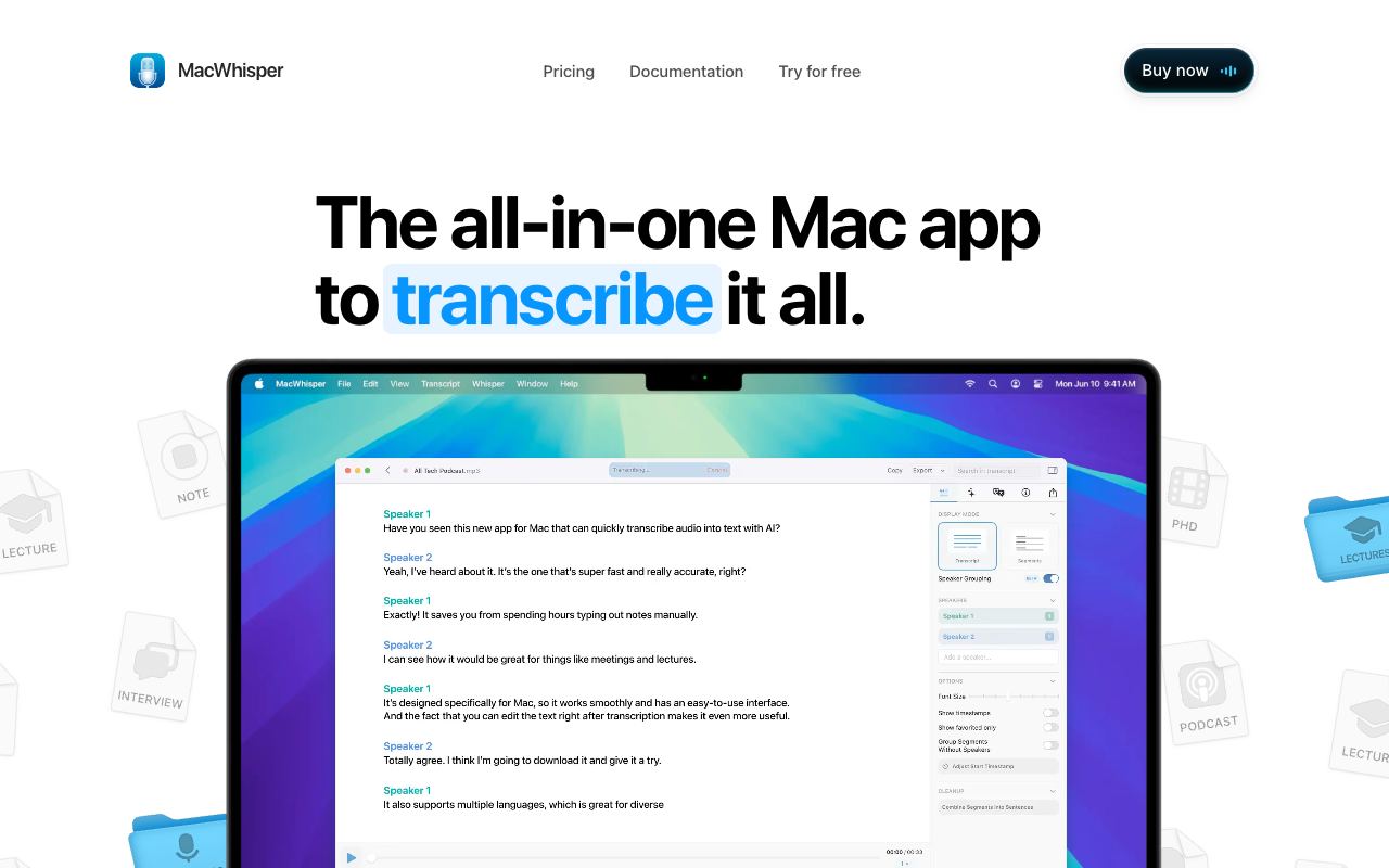 MacWhisper — website screenshot