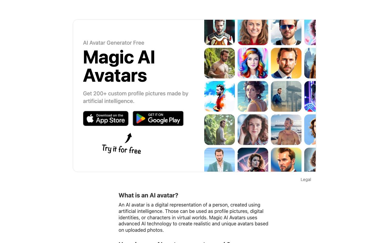 Magic AI Avatars — site ekran görüntüsü