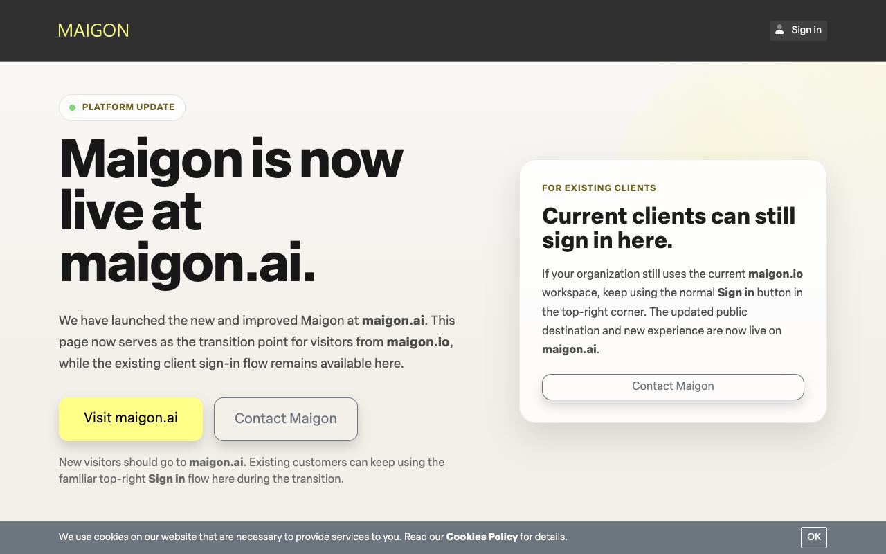 Maigon — website screenshot