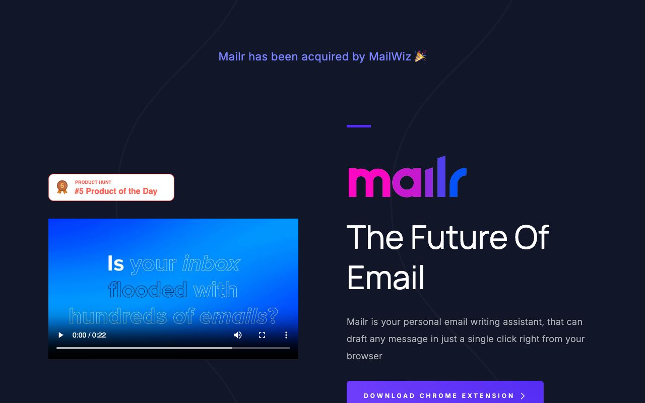 Mailr — website screenshot