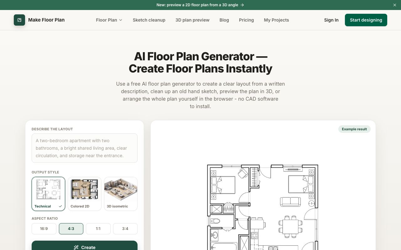 Make Floor Plan — website screenshot