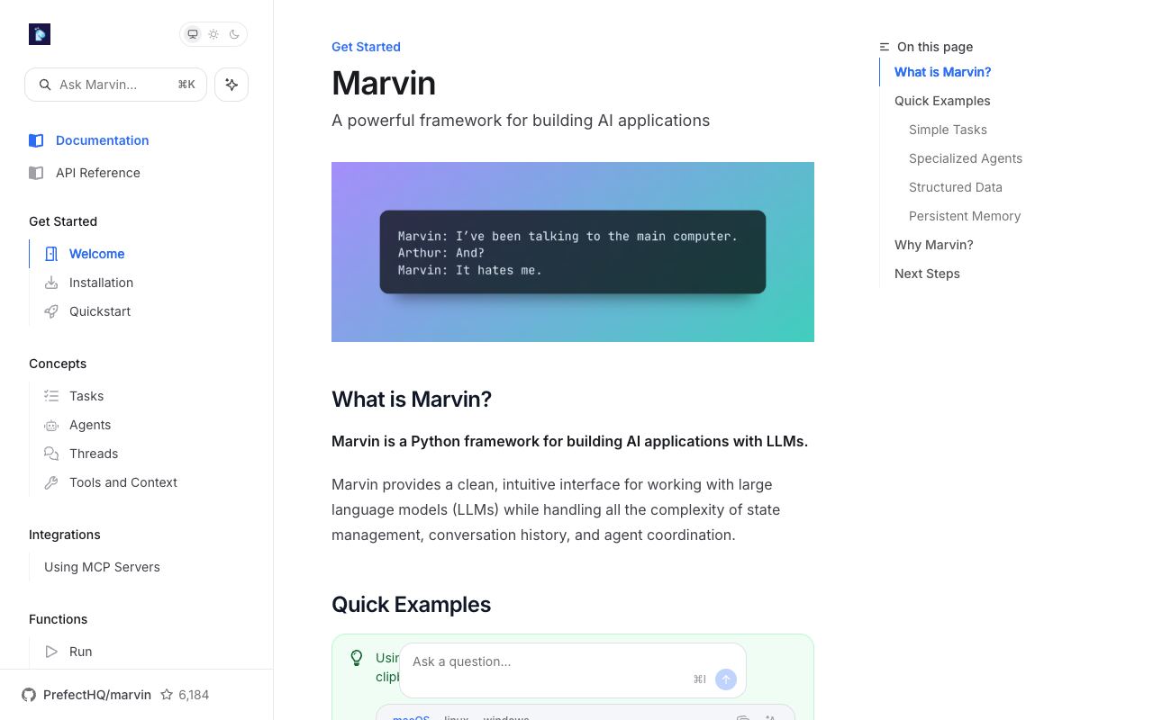 Marvin — website screenshot