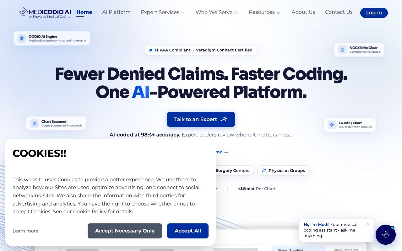MediCodio AI — website screenshot