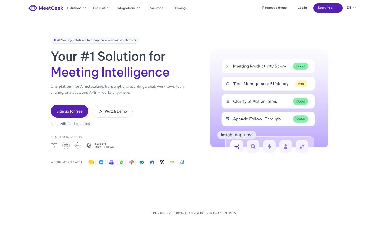 MeetGeek — website screenshot