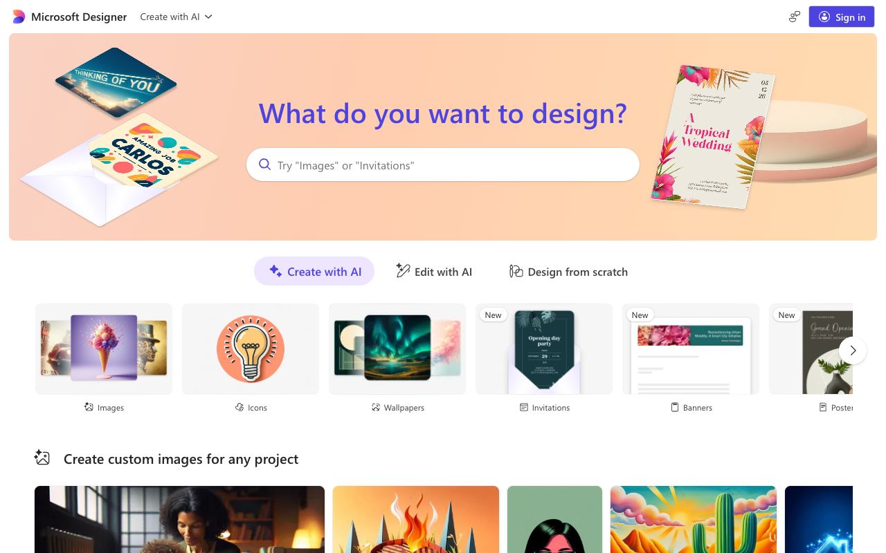 Microsoft Designer — website screenshot