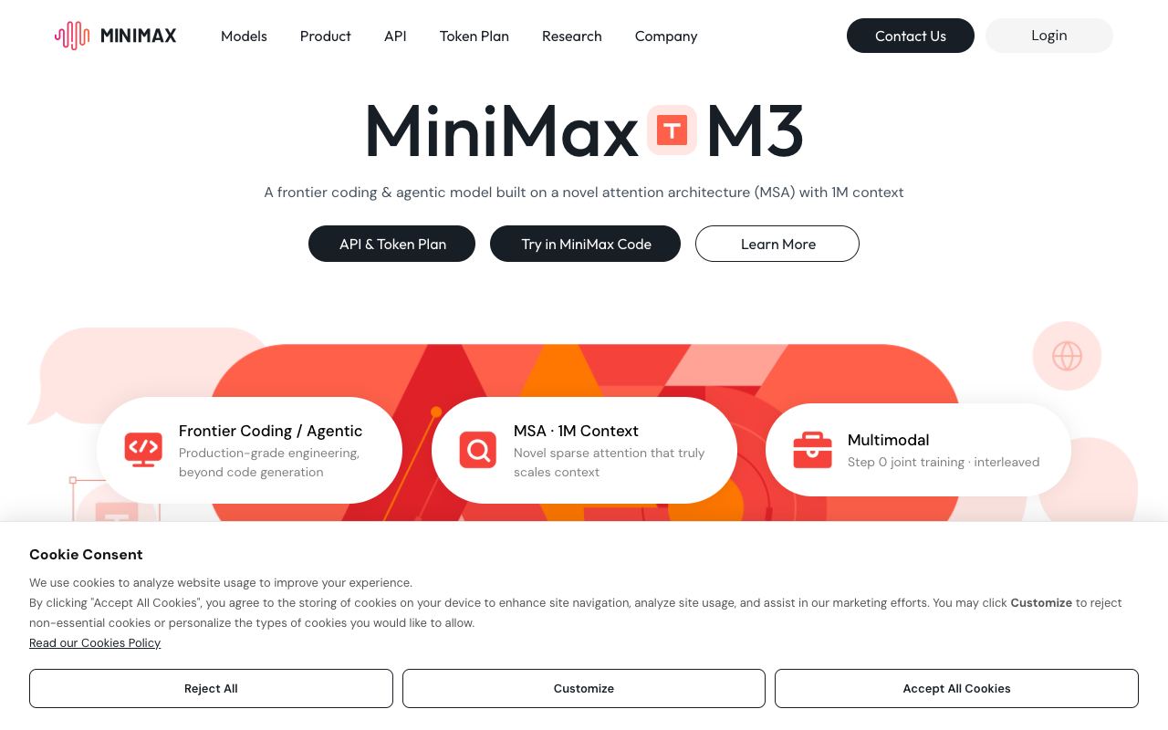 MiniMax — website screenshot